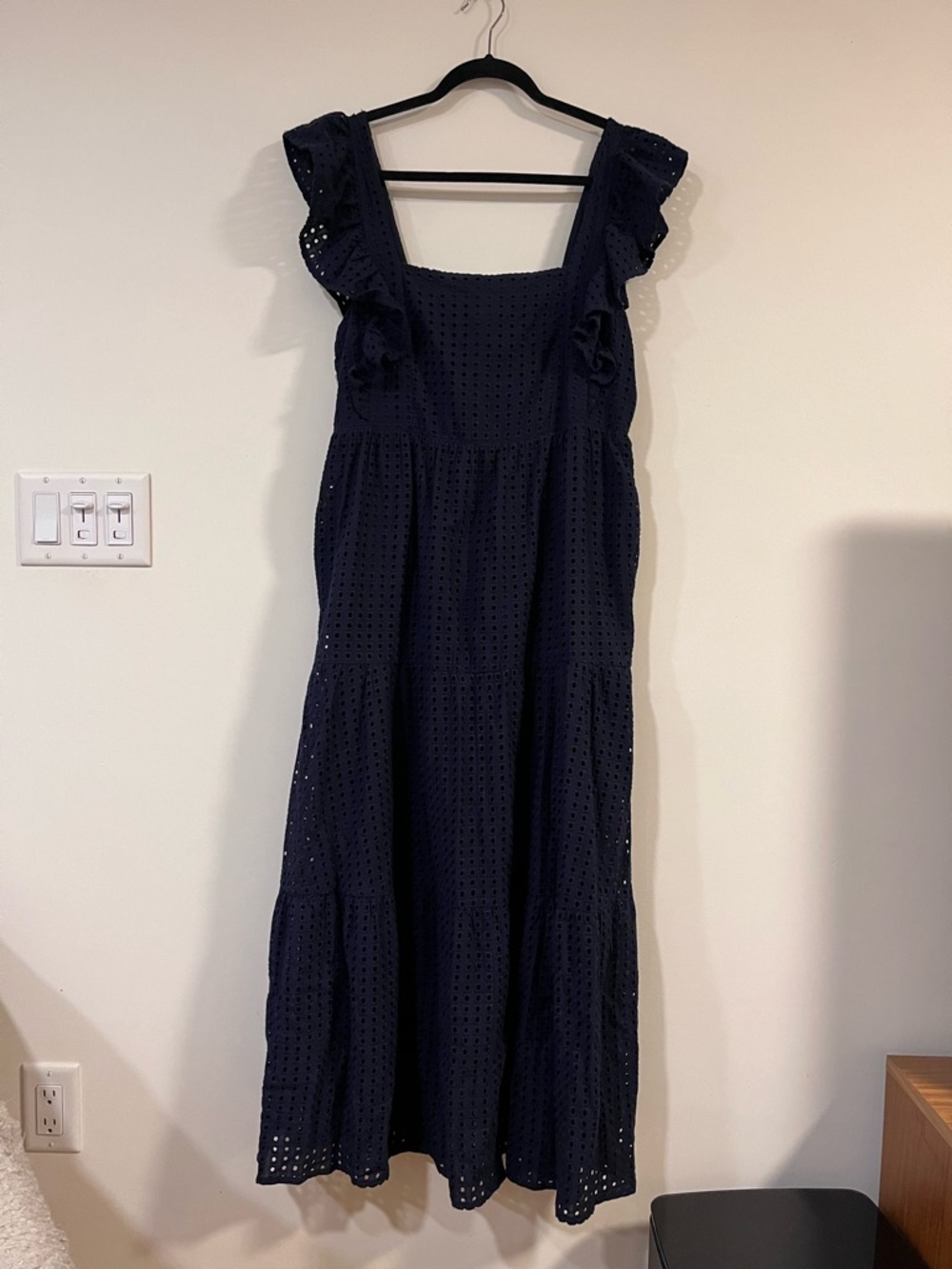 En Saison Navy Eyelet Ruffle Maxi Dress